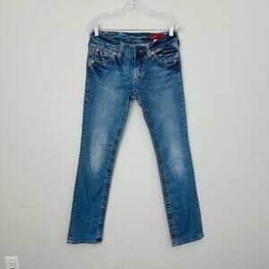 Yaso Straight Leg Angel Pocket Design Blue Jeans Women’s Size 29